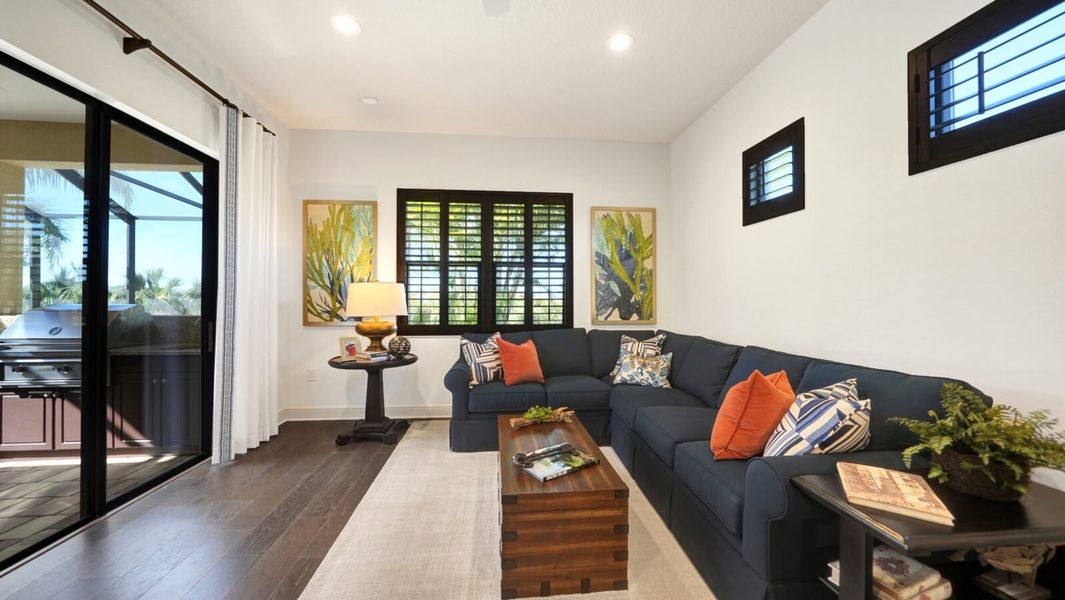 Representative furnished interior of a home built from the Sanibel 2 by Neal Communities in SkySail, Naples (Image 20).