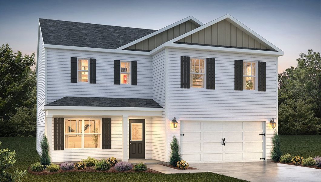 Representative exterior photo of a completed home built from the Galen by D.R. Horton in Rolling Hills, Candler, NC (Image 1). Representative exterior photo of a completed home built from the Galen by D.R. Horton in Rolling Hills, Candler, NC (Image 1).