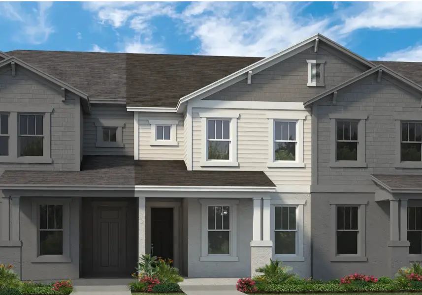 Representative exterior photo of a completed home built from the Whitney by Rockwell Homes in Harvest at Ovation - Townhomes, Winter Garden, FL (Image 21).