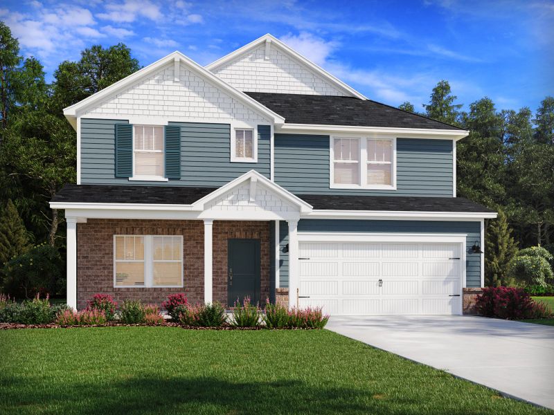 Representative exterior photo of a completed home built from the Sherwood by Meritage Homes in Oxford Station, Salisbury, NC (Image 1).