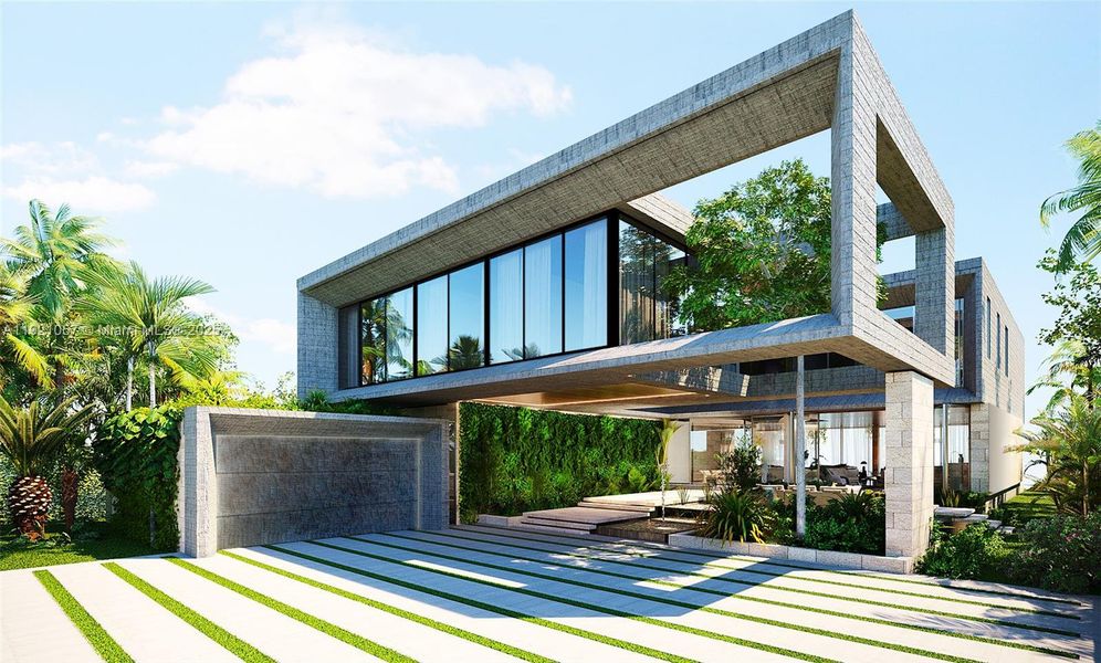 Exterior details and patio area of a home in , Miami Beach (Image 2). Exterior details and patio area of a home in , Miami Beach (Image 2).