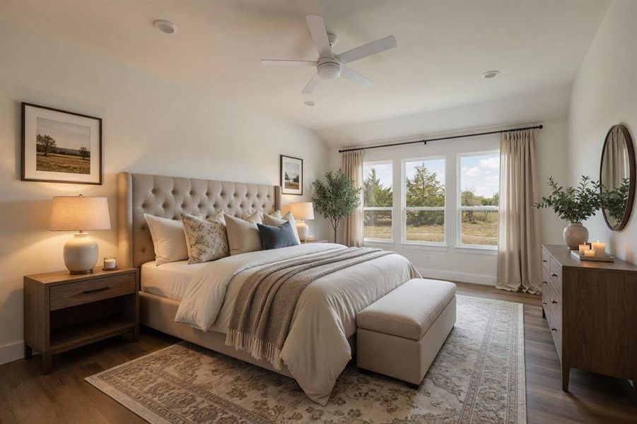 AI staged main bedroom