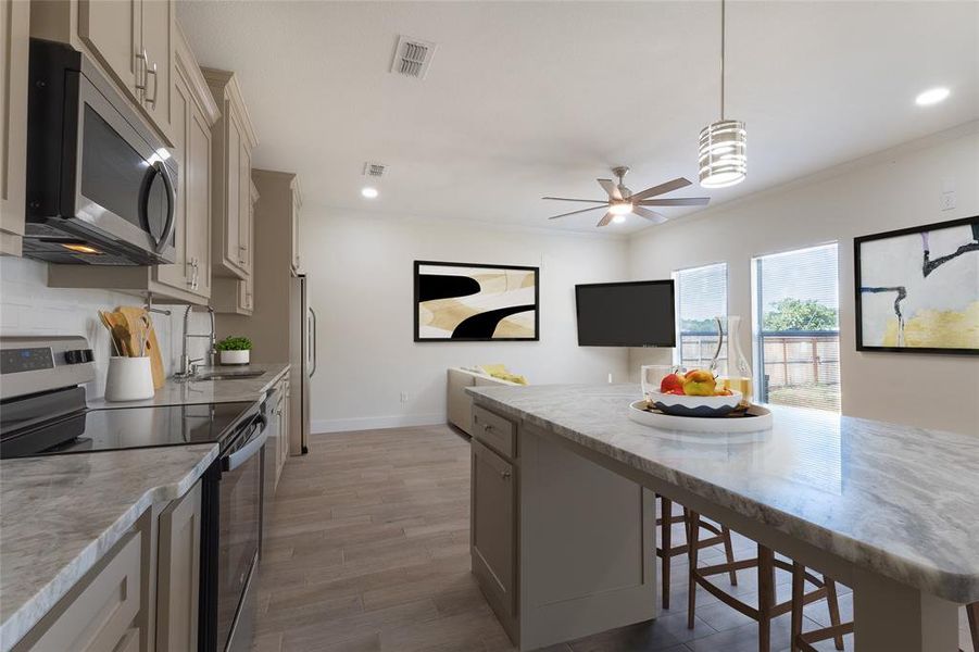 Furnished interior view inside a new home in , Lindale (Image 6). Furnished interior view inside a new home in , Lindale (Image 6).