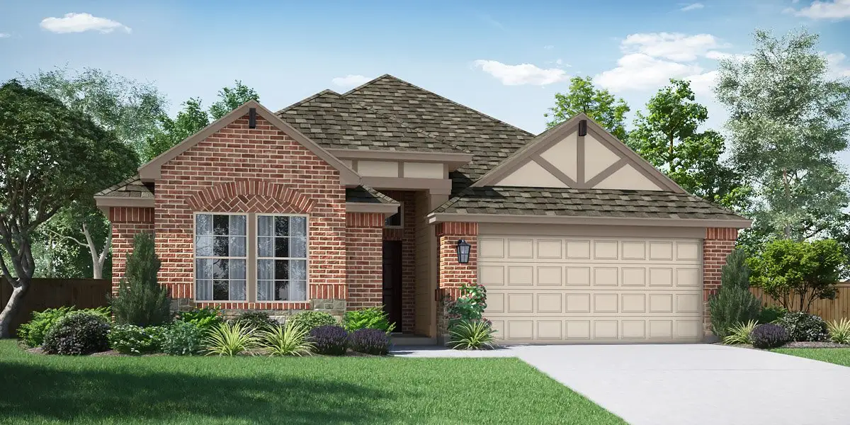 Front exterior of a new home in Clearview Ranch, Royse City, TX, highlighting curb appeal (Image 1). Front exterior of a new home in Clearview Ranch, Royse City, TX, highlighting curb appeal (Image 1).