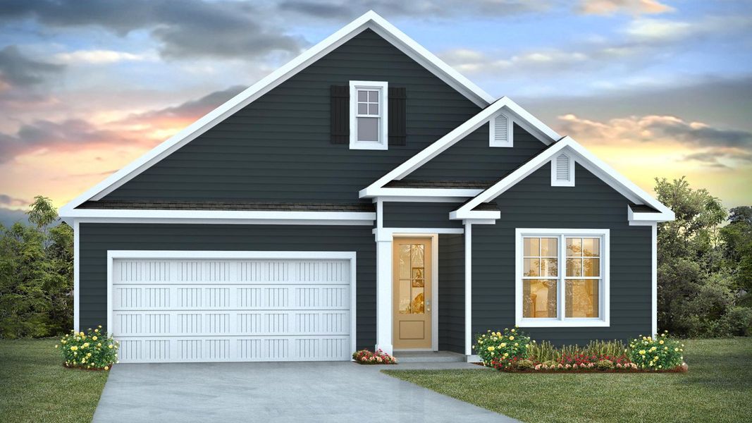 Front exterior of a new home in Grayson Park, Leland, NC, highlighting curb appeal (Image 1).