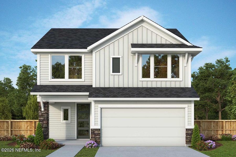 Front exterior of a new home in , St. Augustine, FL, highlighting curb appeal (Image 1). Front exterior of a new home in , St. Augustine, FL, highlighting curb appeal (Image 1).