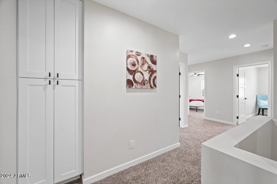 upstairs hallway and linen closet