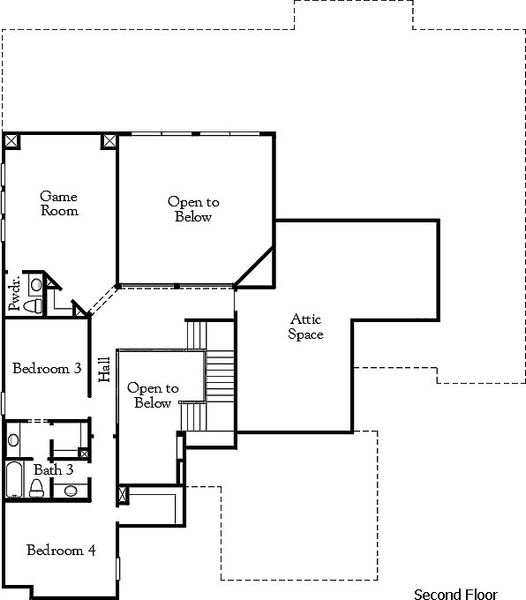 2D floor plan layout for the Lakeway - Single Family Homes by Coventry Homes in Palmera Ridge, Leander, TX (Image 4).