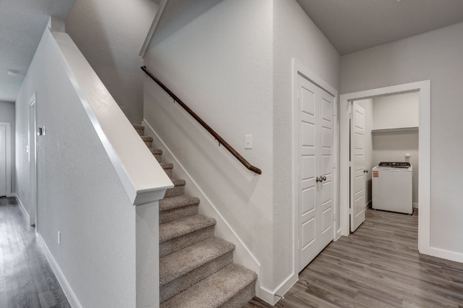 A staircase in a house. A staircase in a house.