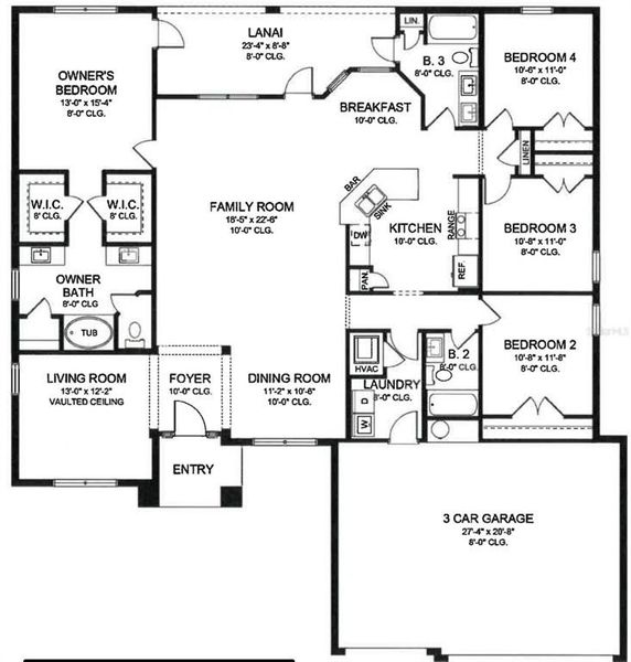 2D floor plan layout of this home in South Gulf Cove, Port Charlotte, FL (Image 3).