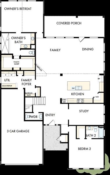 2D floor plan layout of this home in Pecan Square – Classics, Northlake, TX (Image 2). 2D floor plan layout of this home in Pecan Square – Classics, Northlake, TX (Image 2).
