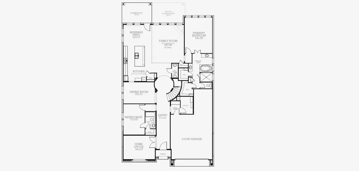 2D floor plan layout for the 3395M by Perry Homes in Lakes of Cane Island, Katy, TX (Image 3).