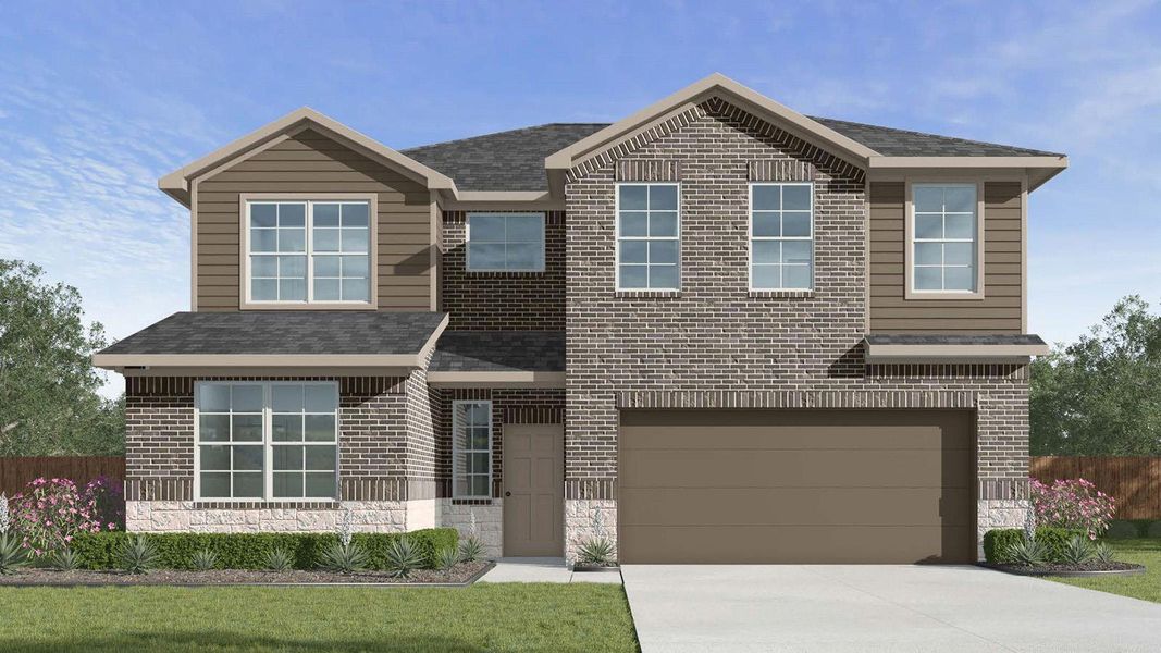 A classic brick and siding two-story home, accented with neatly manicured landscaping, offers timeless curb appeal. A classic brick and siding two-story home, accented with neatly manicured landscaping, offers timeless curb appeal.