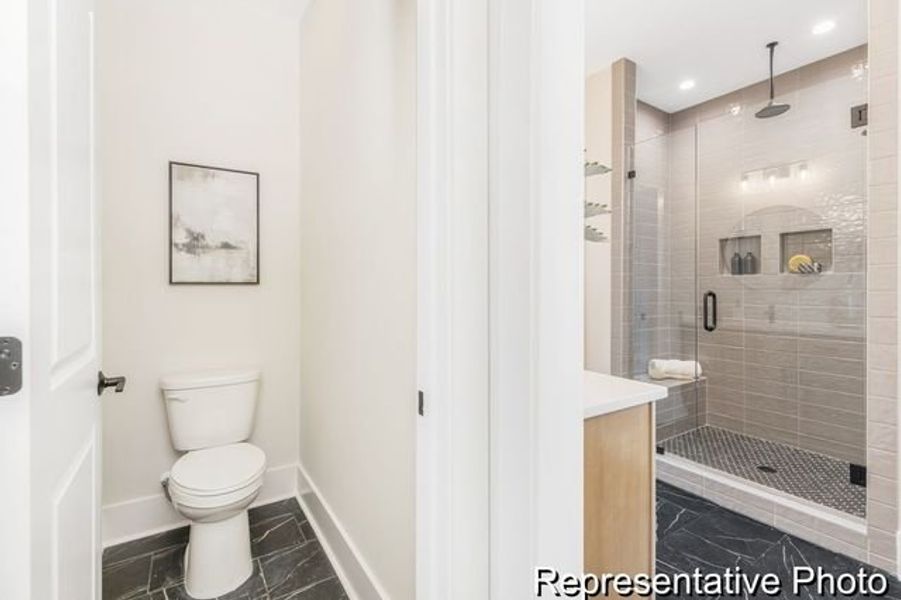 Representative furnished interior of a home built from the Bedford P by True Homes in Homecoming, Ravenel (Image 13).