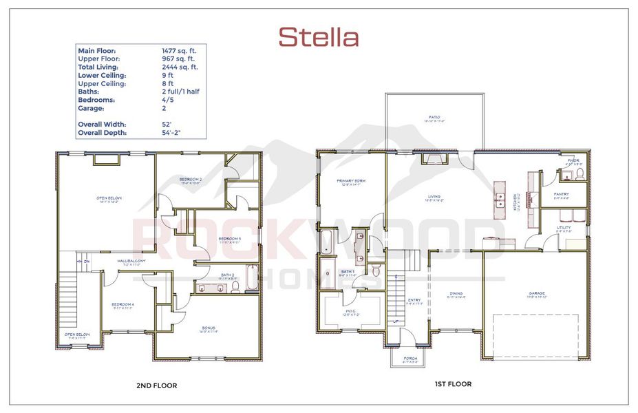2D floor plan layout for the Stella by Rockwood Homes in Wofford Estates, Clarksville, TN (Image 3). 2D floor plan layout for the Stella by Rockwood Homes in Wofford Estates, Clarksville, TN (Image 3).