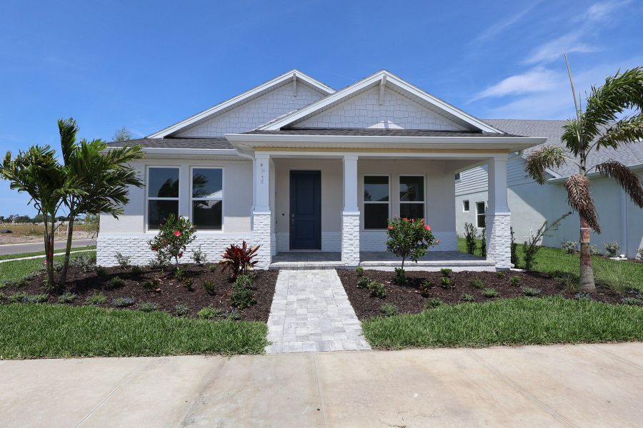 Representative exterior photo of a completed home built from the The Marina by David Weekley Homes in SeaFlower – Bungalow Homes, Bradenton, FL (Image 2). Representative exterior photo of a completed home built from the The Marina by David Weekley Homes in SeaFlower – Bungalow Homes, Bradenton, FL (Image 2).