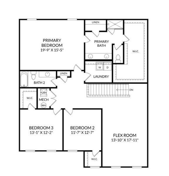 2D floor plan layout for the The Lambert by Stanley Martin Homes in Clairmont, Charlotte, NC (Image 2).
