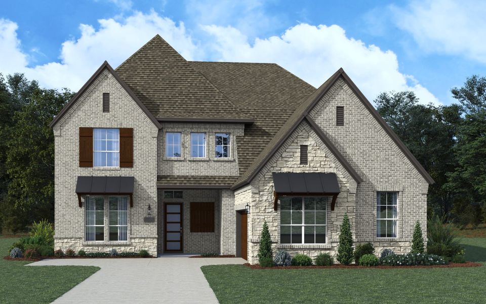 Front exterior of a new home in Canyon Falls 70s, Argyle, TX, highlighting curb appeal (Image 19).