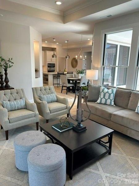 Furnished interior view inside a new home in The Courtyards at Hodges Farm, Charlotte (Image 5).