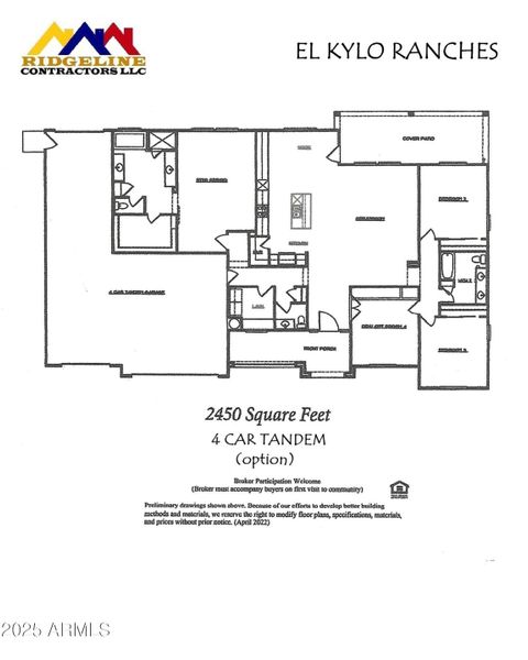 2450 sqft - 4 car Tandem - Left garage