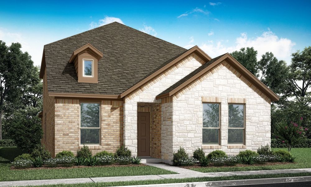 Representative exterior photo of a completed home built from the Toccata by Impression Homes in Redden Farms – Active Adult, Midlothian, TX (Image 2). Representative exterior photo of a completed home built from the Toccata by Impression Homes in Redden Farms – Active Adult, Midlothian, TX (Image 2).