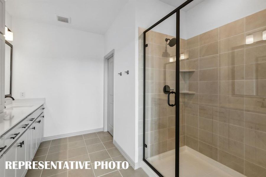 This oversized owner's shower is a dream come true!  REPRESENTATIVE PHOTO