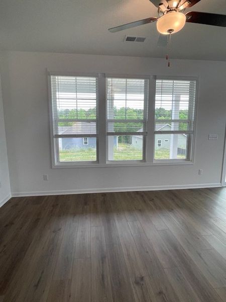 This airy interior offers abundant natural light a