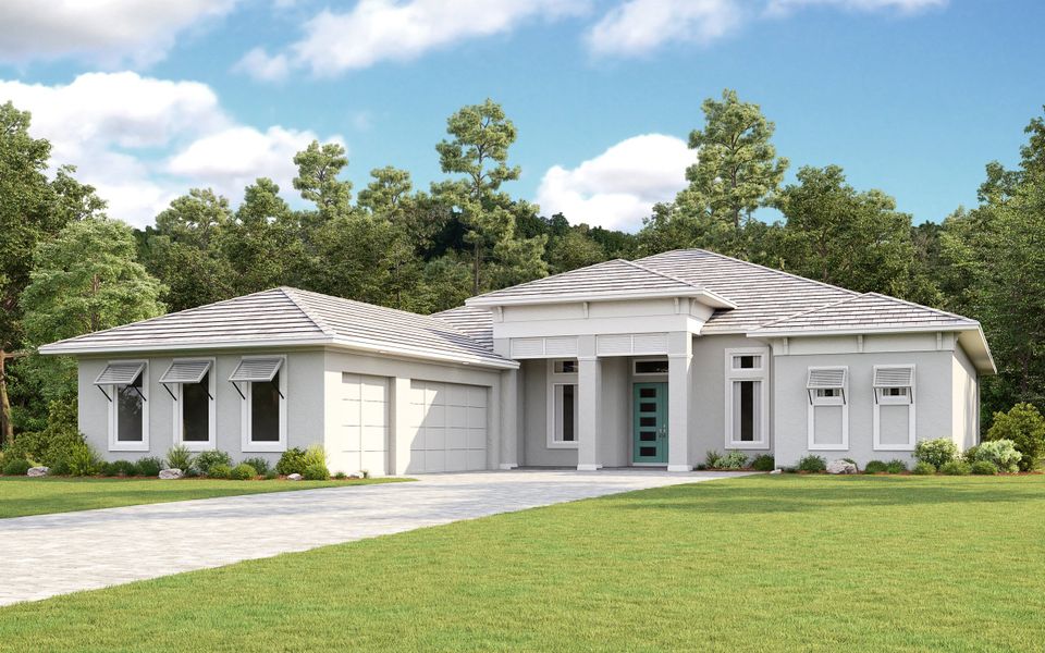 Representative exterior photo of a completed home built from the Beacon by Taylor Morrison in Esplanade by the Islands, Naples, FL (Image 3). Representative exterior photo of a completed home built from the Beacon by Taylor Morrison in Esplanade by the Islands, Naples, FL (Image 3).
