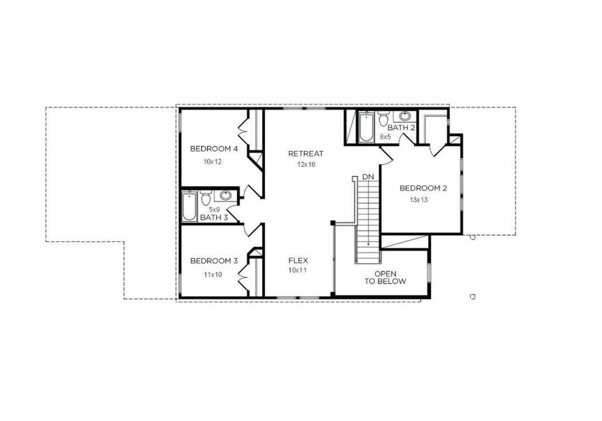 2D floor plan layout of this home in La Segarra 40', Brookshire, TX (Image 3).