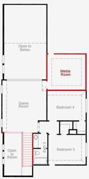 2D floor plan layout of this home in Two Step Farm, Montgomery, TX (Image 3).