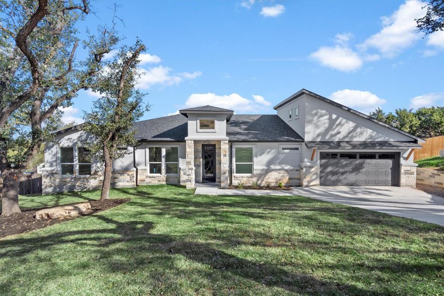 Front exterior of a new home in , Lago Vista, TX, highlighting curb appeal (Image 18).