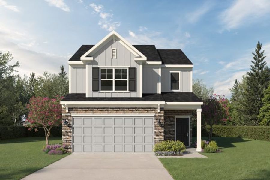 Representative exterior photo of a completed home built from the Bayberry - Single Family by Kerley Family Homes in The View at Groover’s Lake, Lithia Springs, GA (Image 6).