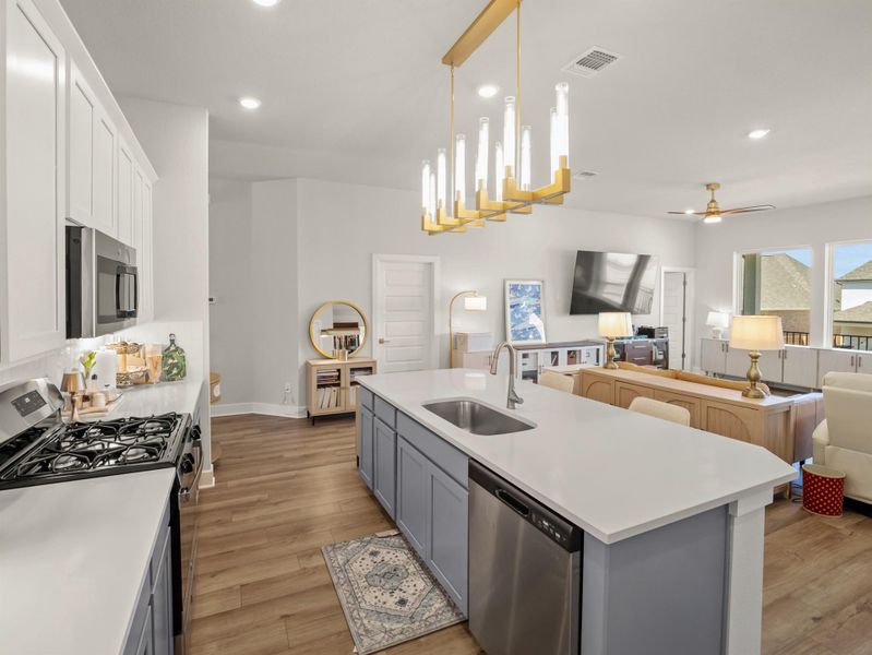 Furnished interior view inside a new home in The Colony, Bastrop (Image 16). Furnished interior view inside a new home in The Colony, Bastrop (Image 16).