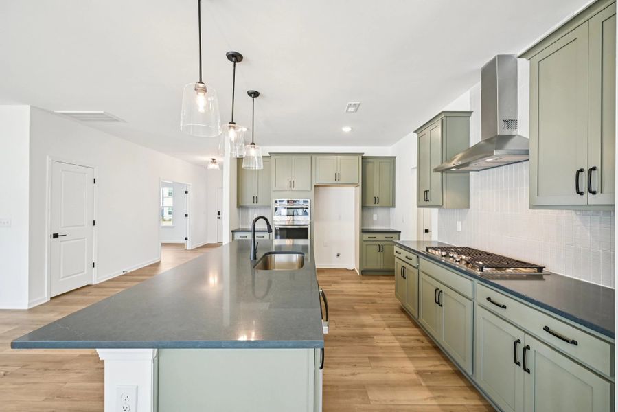 Kitchen featuring the AW Collection® Rosemary - Matte black, light wood, and garden-inspired style