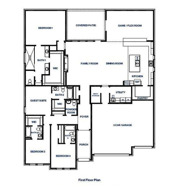 2D floor plan layout of this home in Butlers Bend Estates, Pinehurst, TX (Image 6).