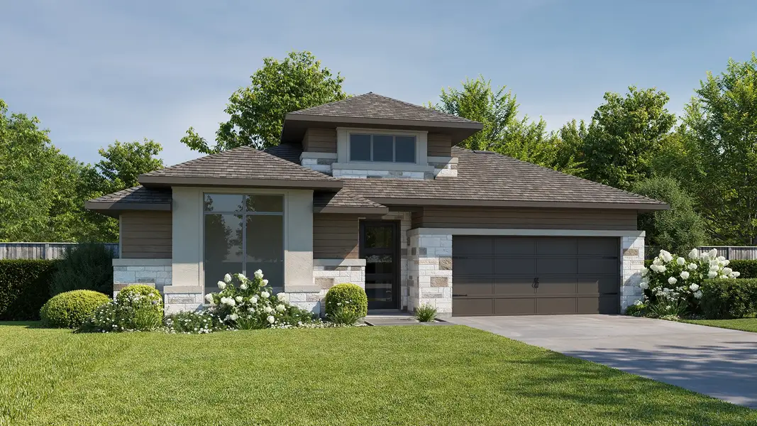 Representative exterior photo of a completed home built from the 2622M by Perry Homes in Hidden Canyon 55', San Antonio, TX (Image 3). Representative exterior photo of a completed home built from the 2622M by Perry Homes in Hidden Canyon 55', San Antonio, TX (Image 3).