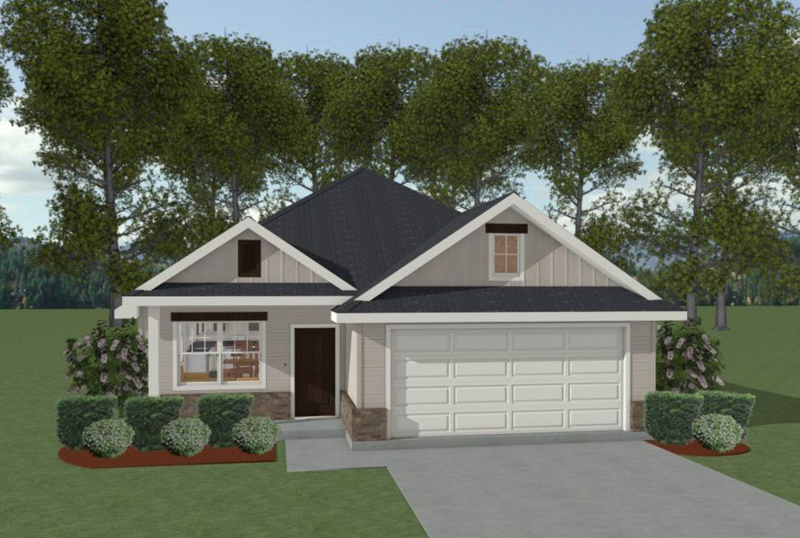 Representative exterior photo of a completed home built from the The Gardenia by Avonley Homes in Bonham Trace, Bryan, TX (Image 3).