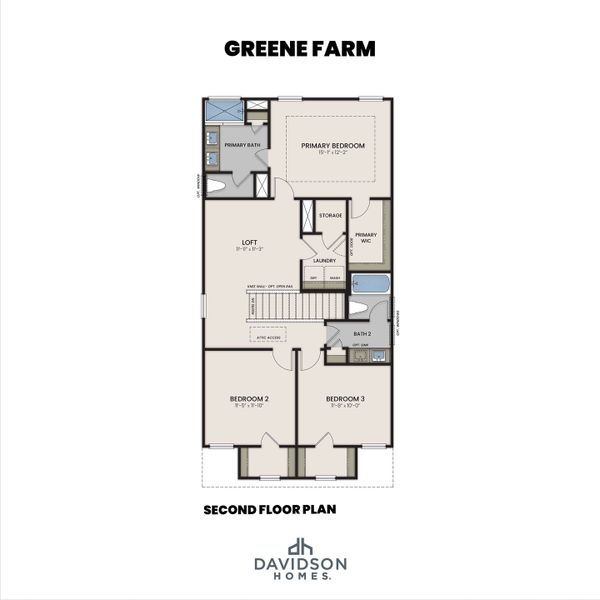 2D floor plan layout for the The Charlotte B by Davidson Homes LLC in Greene Farm, Cartersville, GA (Image 3).