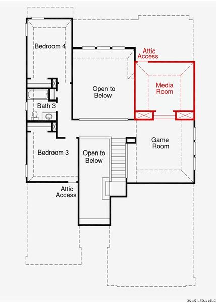 2D floor plan layout of this home in The Parklands, Schertz, TX (Image 3).