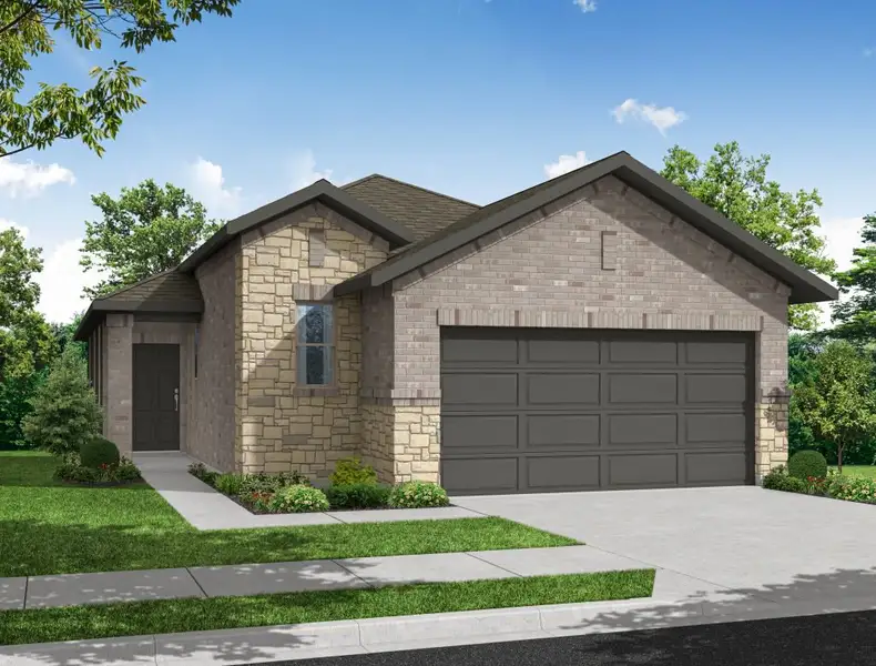 Representative exterior photo of a completed home built from the Rowan by Impression Homes in Bryant Farms, Melissa, TX (Image 8). Representative exterior photo of a completed home built from the Rowan by Impression Homes in Bryant Farms, Melissa, TX (Image 8).