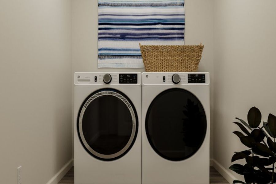A white washing machine. A white washing machine.