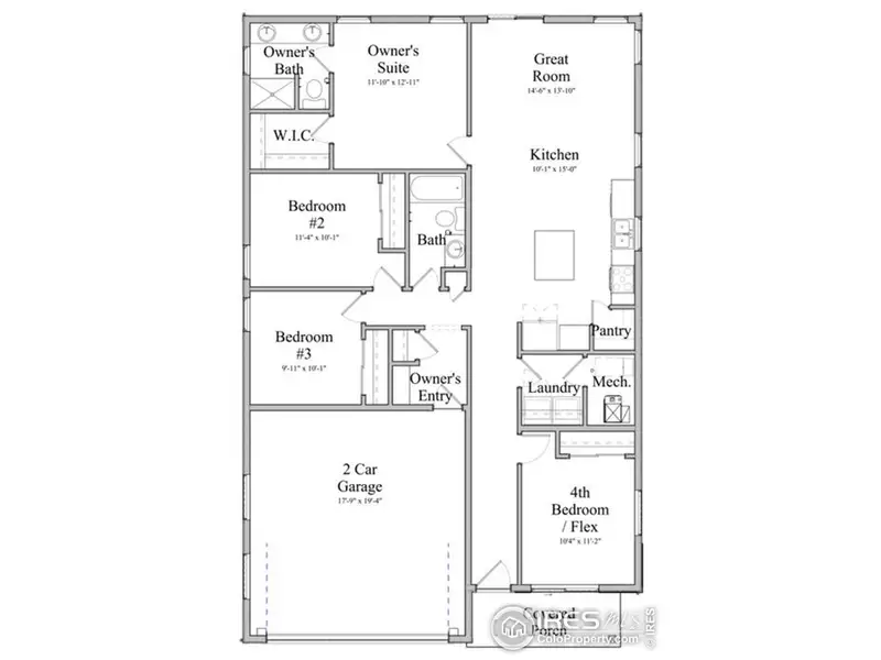 2D floor plan layout of this home in Union Colony West, Greeley, CO (Image 4).