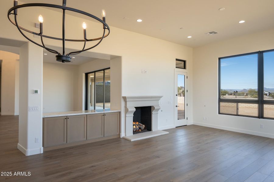 Spacious Family Room with Fireplace