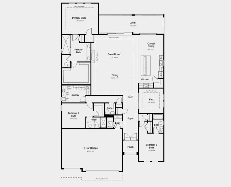 2D floor plan layout for the Pallazio II by Taylor Morrison in Esplanade at St. Marys, St. Marys, GA (Image 5).
