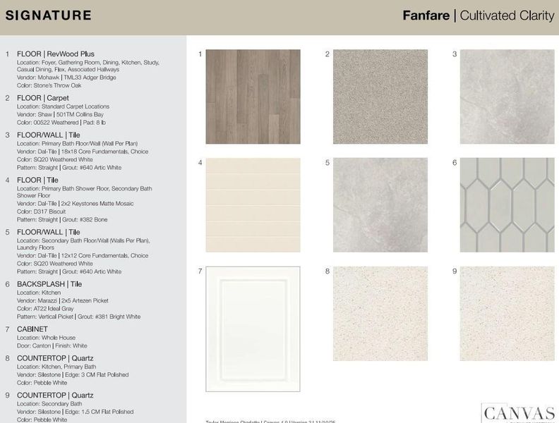 203 Silver Fleet Drive design selections. Home is currently under construction and selections are subject to change.