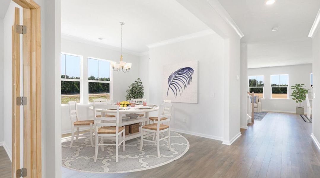 Furnished interior view inside a new home in Carnes Crossroads: Arbor Collection, Summerville (Image 6). Furnished interior view inside a new home in Carnes Crossroads: Arbor Collection, Summerville (Image 6).