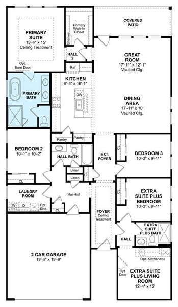 The Pasadena floor plan by K. Hovnanian Homes. 1st Floor shown. *Prices, plans, dimensions, features, specifications, materials, and availability of homes or communities are subject to change without notice or obligation.