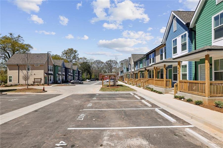 Exterior details and patio area of a home in Avenue at Oakland City, Atlanta (Image 27).
