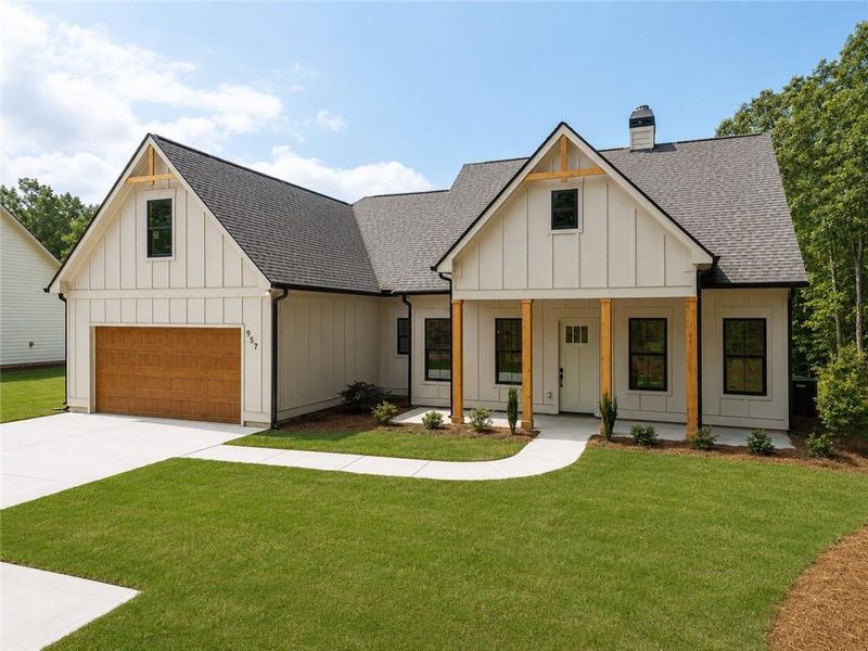 Front exterior of a new home in , Ellijay, GA, highlighting curb appeal (Image 25). Front exterior of a new home in , Ellijay, GA, highlighting curb appeal (Image 25).