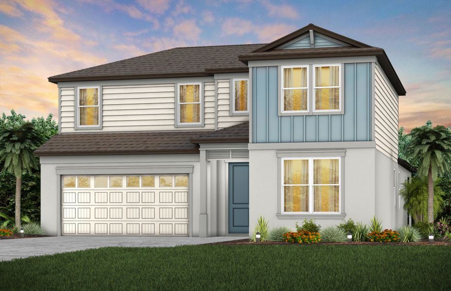 Representative exterior photo of a completed home built from the Coral Grand by Pulte Homes in Seaire, Parrish, FL (Image 2). Representative exterior photo of a completed home built from the Coral Grand by Pulte Homes in Seaire, Parrish, FL (Image 2).